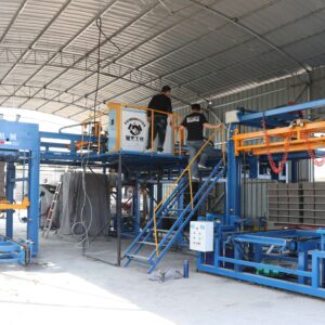 automatic brick stacking and wrapping machine concrete block stacking cubing packaging line