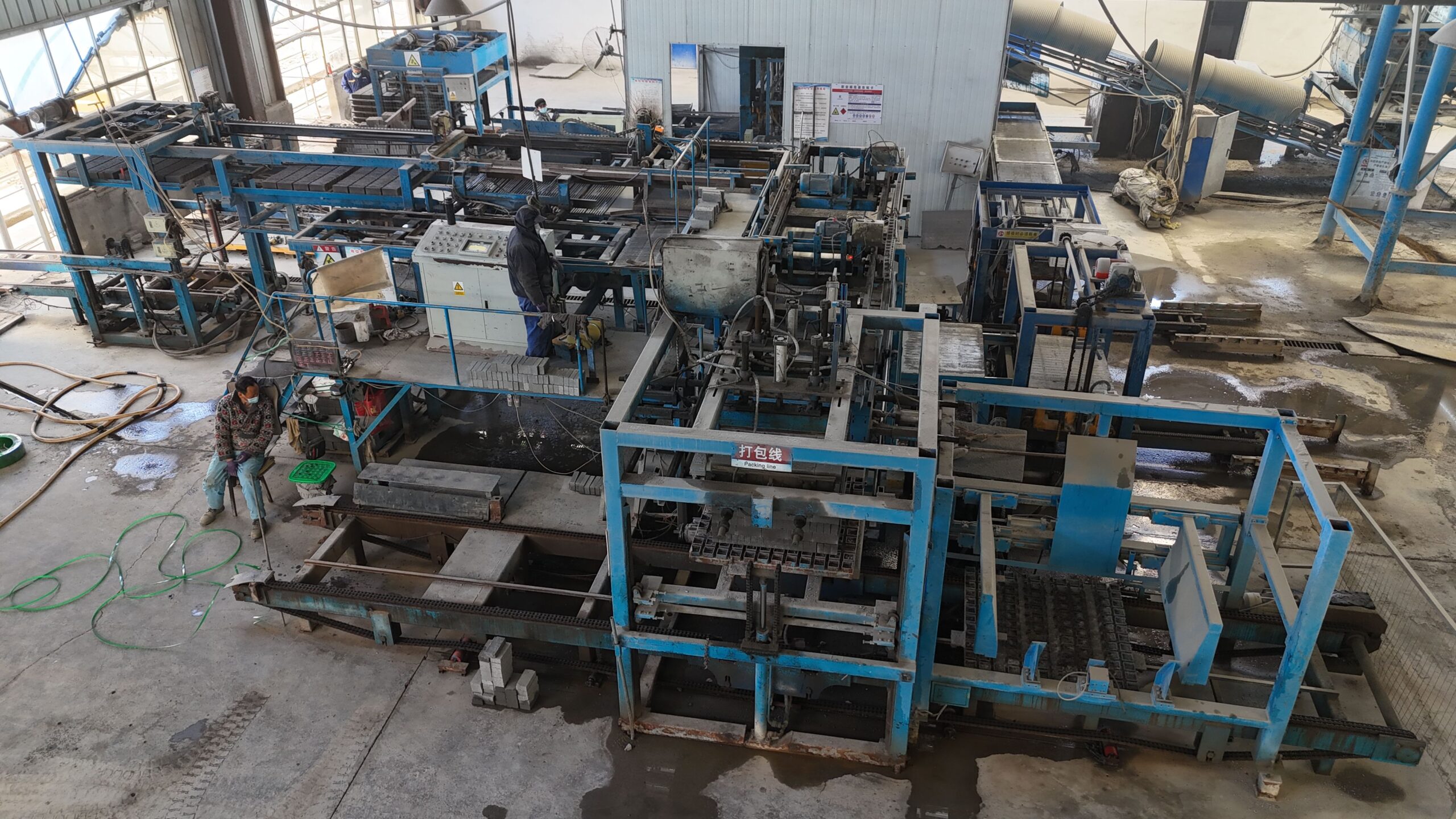 automatic brick stacking and wrapping machine concrete block stacking cubing packaging line